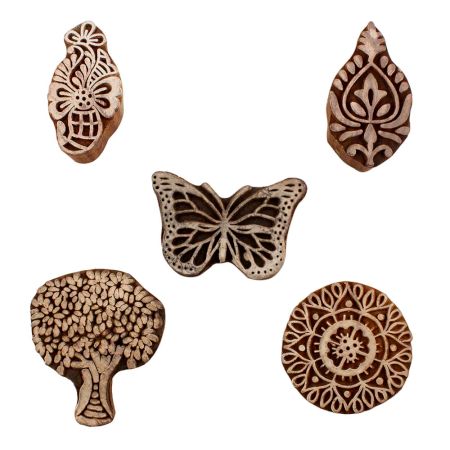 Set of 5 Piece New Mix Wooden Printing Blocks